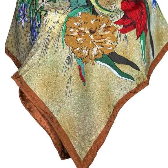 Vintage BURBERRYS Burberry Floral Knight Silk Scarf Bold Print 38” x 38” - Picture 4 of 13